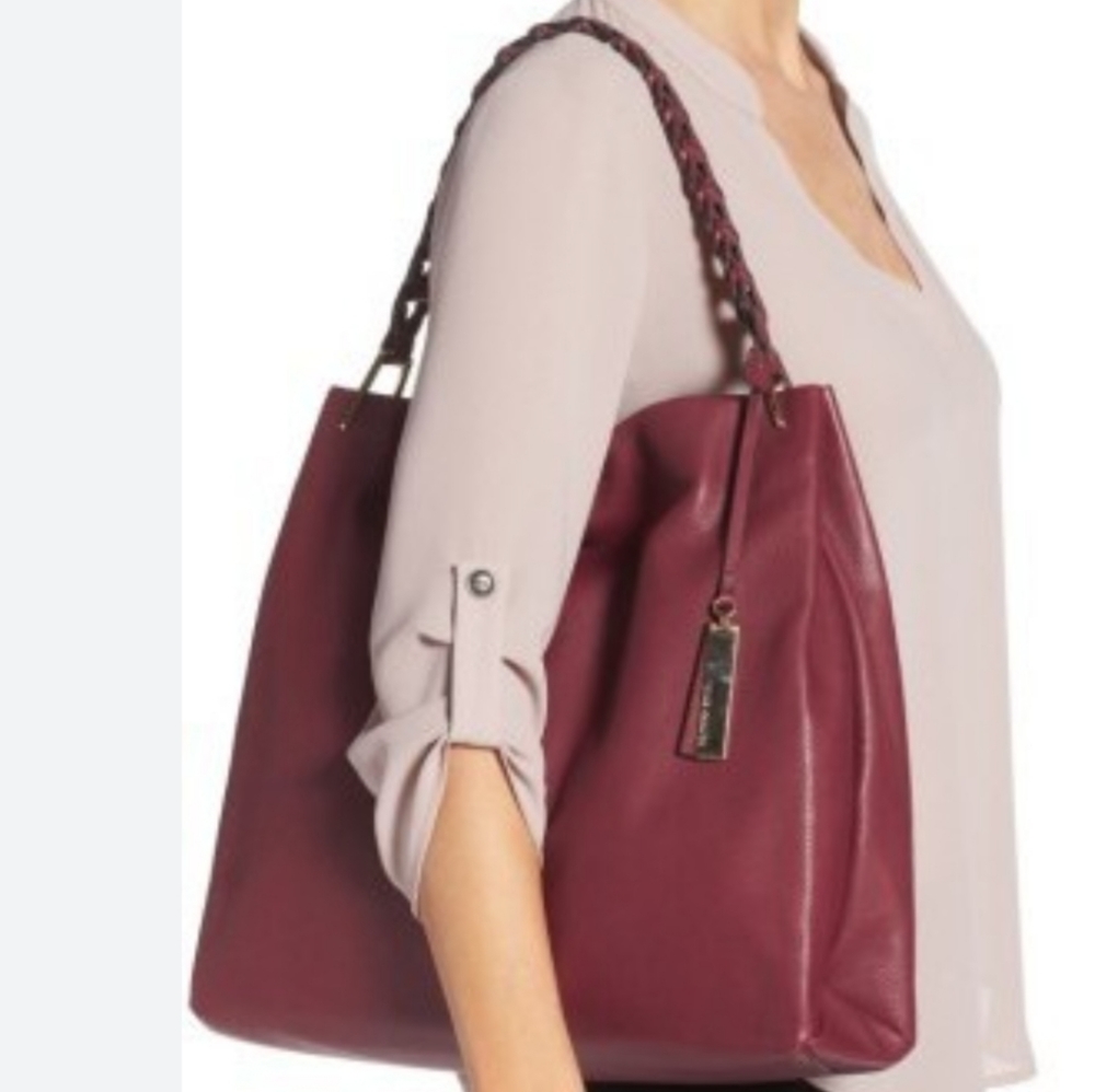Vince Camuto Burgundy Leather Tote